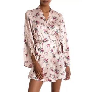 In Bloom by Jonquil My Fair Lady Kimono Wrap Pink Lace Romantic Robe - Sz M/L